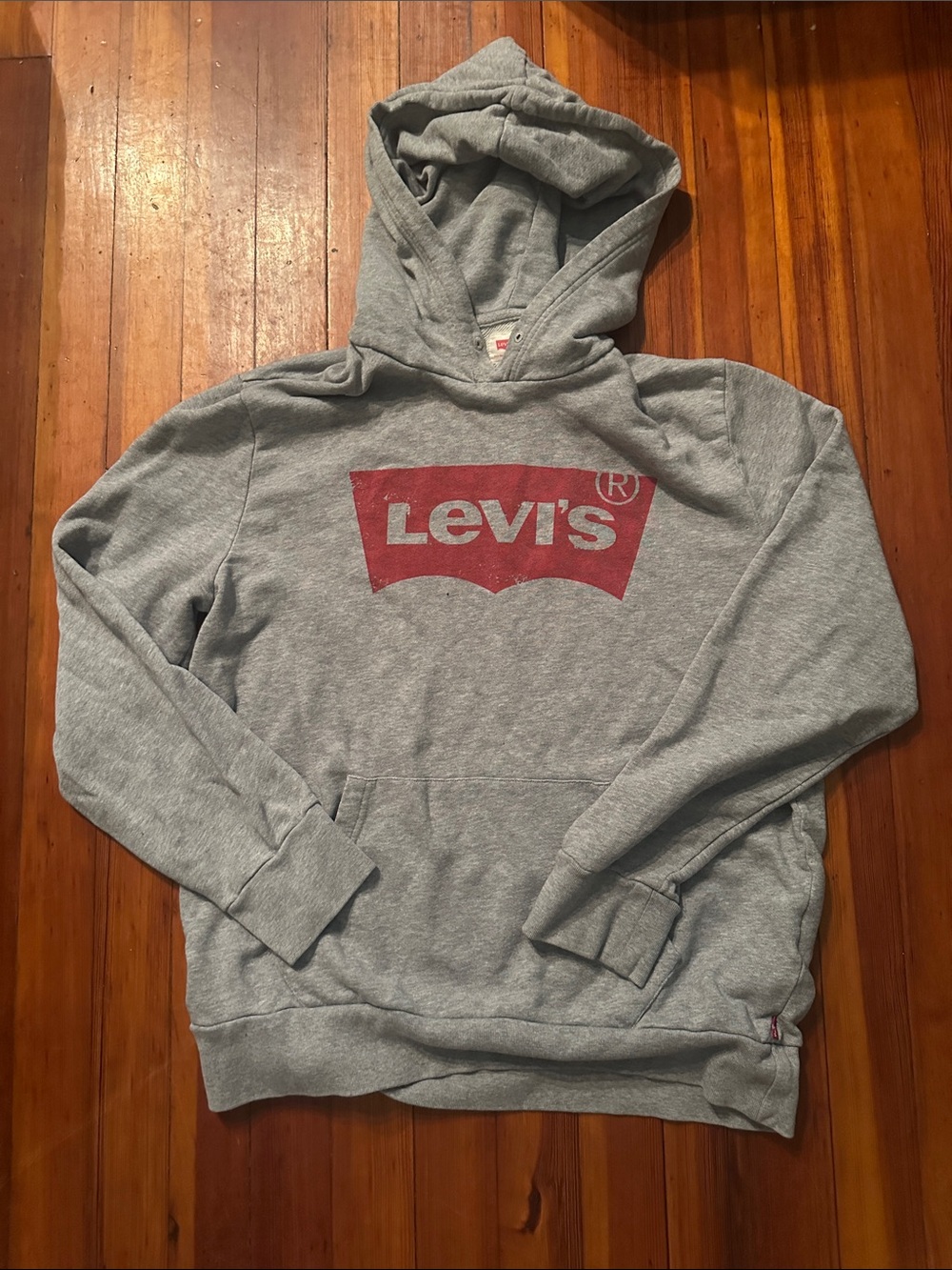 Levi's Gray Pullover Hoodie with Red Logo